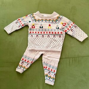 Hanna Andersson holiday gnomes cotton sweater set 18-24mo